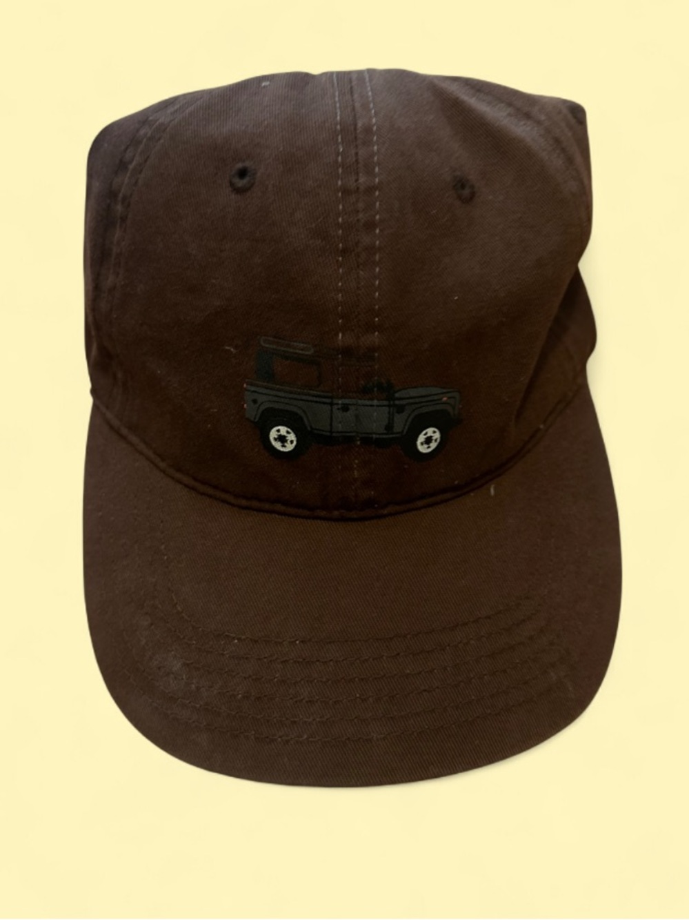 Brown Baseball Cap With Truck Design